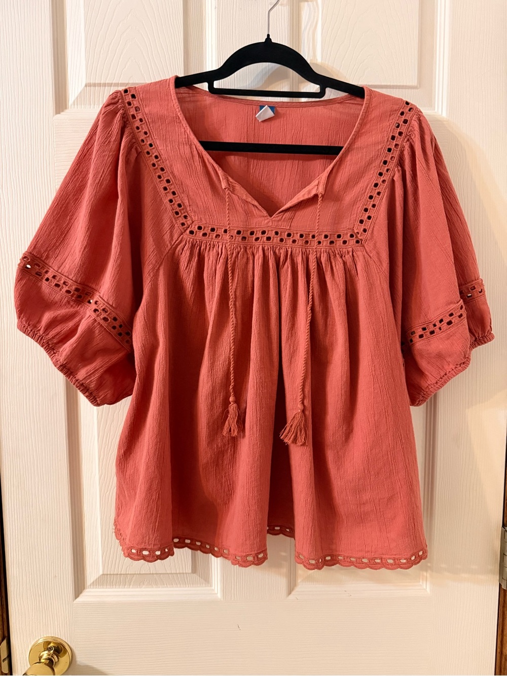Old Navy Coral Peasant Tunic with Tassel Detail